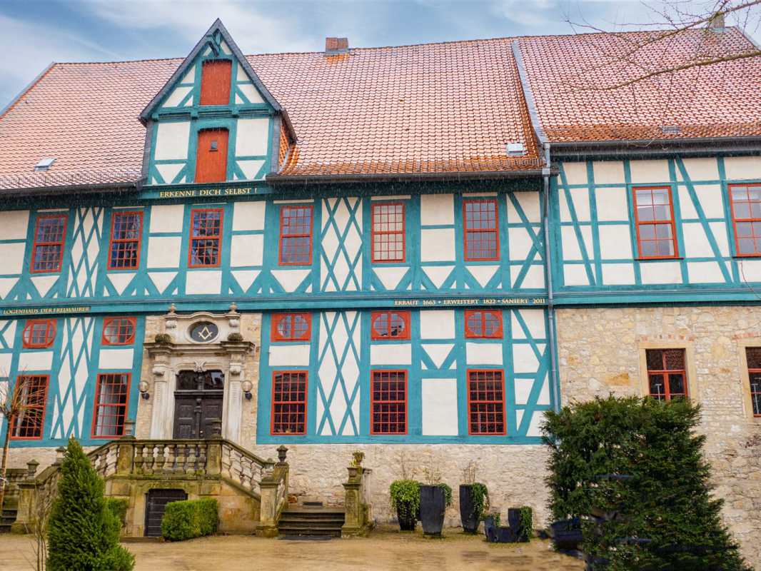 historische bauwerke, deutschland, hildesheim, domprpstei, freimaurerloge, logenhaus