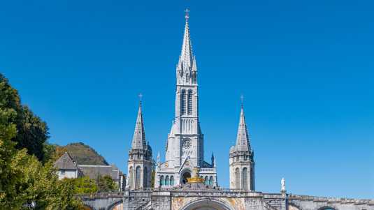 historische bauwerke, frankreich, lourdes, maria-empfängnis-basilika, obere basilika