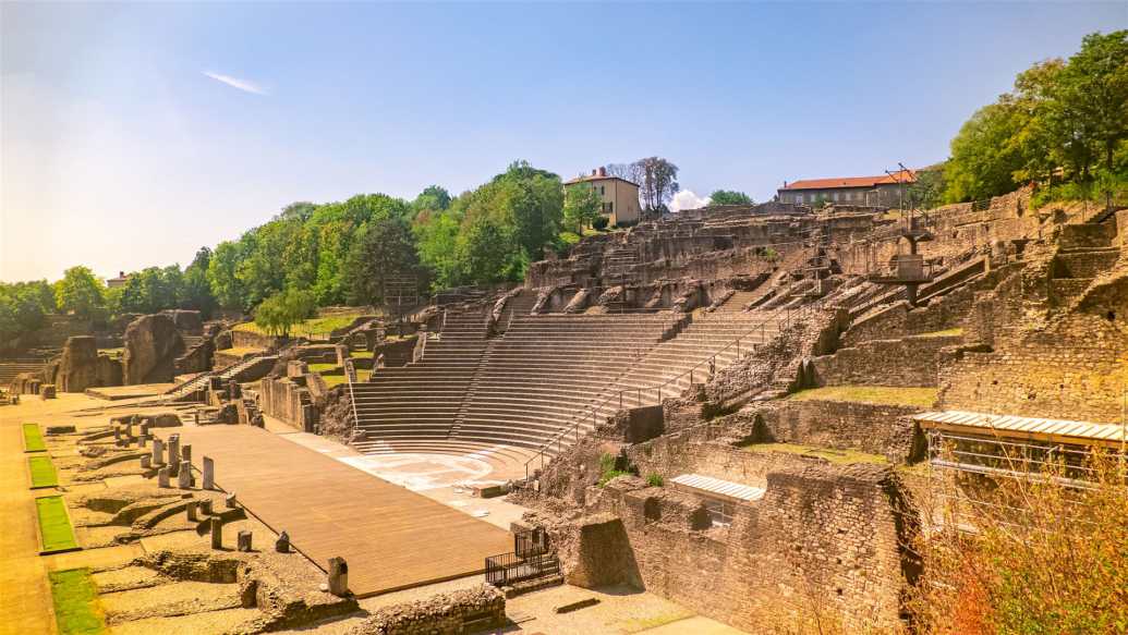 historische bauwerke, frankreich, lyon, antikes theater, römisches theater, fourière