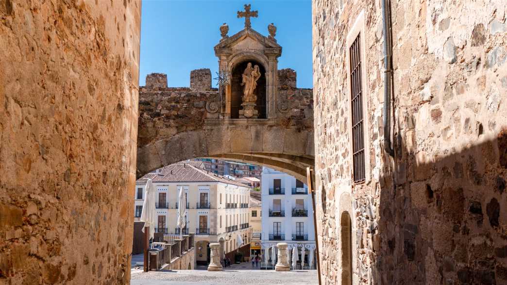 historische bauwerke, spanien, cáceres, arco de la estrella, sternenbogen